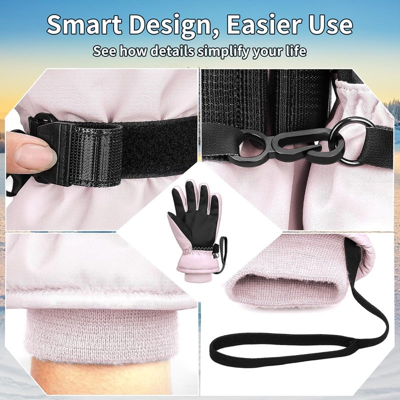 Odtmger Ski Gloves,Waterproof, Touchscreen-Compatible, Winter Warm Cotton Filled, Anti-Loss Rope for Parent Child - Image 4